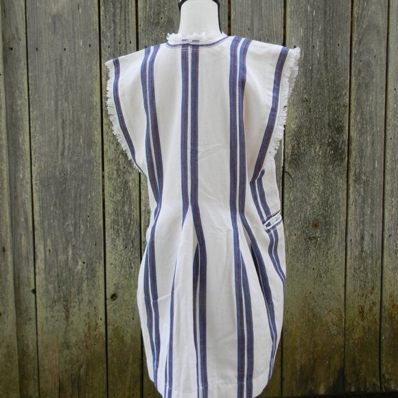 ISABEL ETOILE MARANT GORGEOUS COTTON STRIPED FRINGED V-NECK DRESS RESORT SZ 0 - Picture 3 of 6